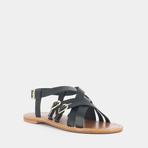 NWB Jonak Paris "Woury" Elegant Black Strappy 100% Leather Strappy Sandals